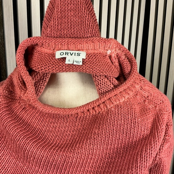 Orvis Coral Crew Neck 100% Cotton Sweater Sz Lg - Picture 4 of 5